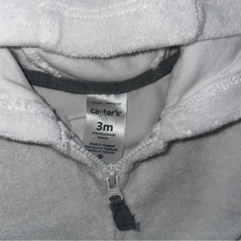 Carter’s Baby Boys 2PC Outfit 3M Fleece White Zip Hoodie Ears Lamb Pants Set - Picture 3 of 4